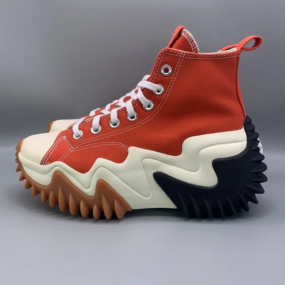 Converse Orange, White & Black Platform Run Star Hike Motion High Top Sneakers